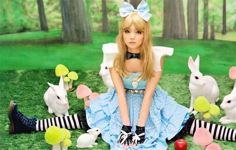 Wallpaper glade, Apple, shoes, Amanita, gloves, bow, sitting, Alice in ...