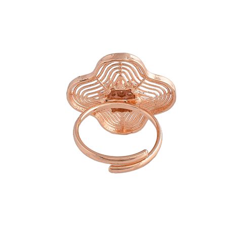 Sparkling Elegance Edgy Floral Motif CZ Ring – VOYLLA