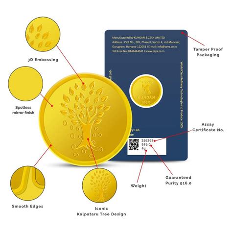 Kundan 22k (916) 4 gm Kalpataru Tree Yellow Gold Coin : Amazon.in: Fashion