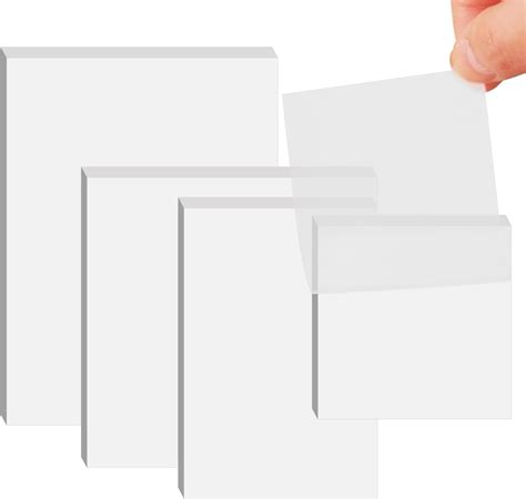 PuraQuot 200 Sheets Transparent Sticky Note Pad(4 Sizes), Clear Post It ...