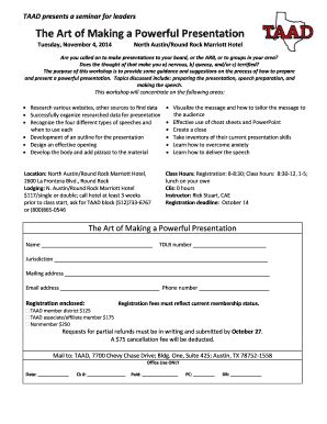 Fillable Online taad Art of Making Powerful Presentation registration ...
