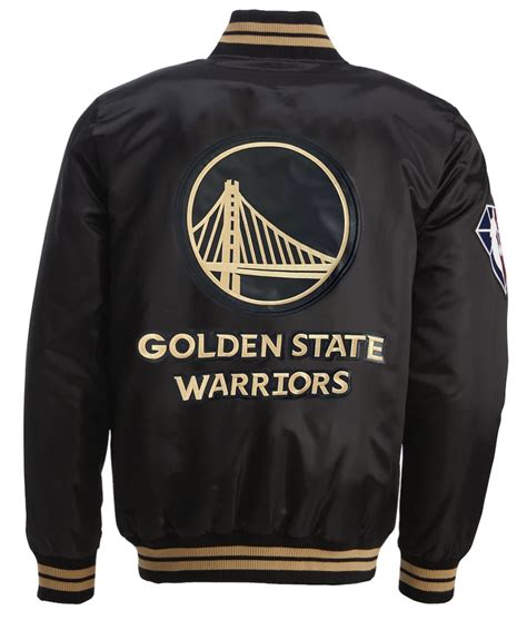 Starter NBA Black Satin 75th Anniversary Golden State Warriors Jacket ...