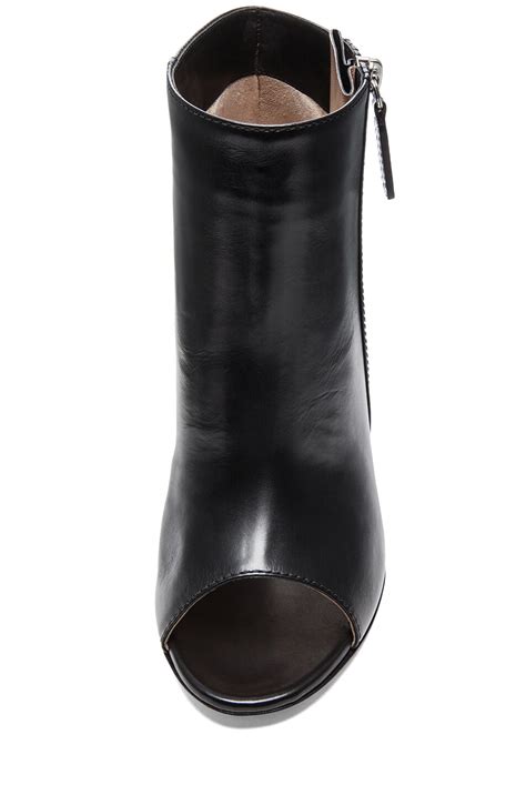 Gianvito Rossi Open Toe Leather Booties in Nero | FWRD