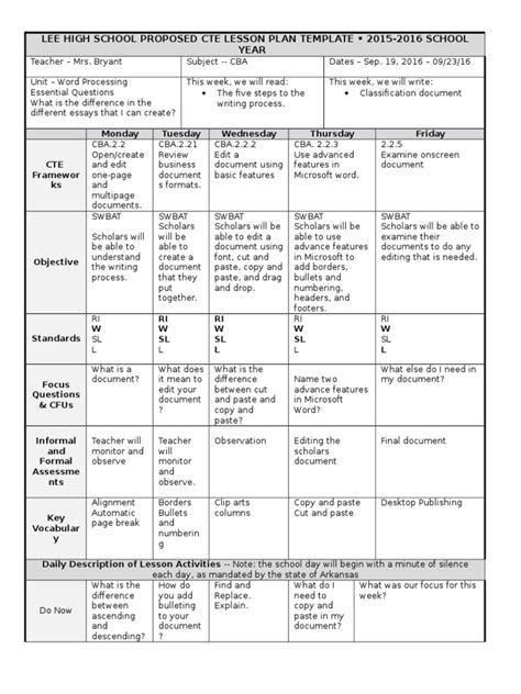 Image result for Word Processing Lesson Plan
