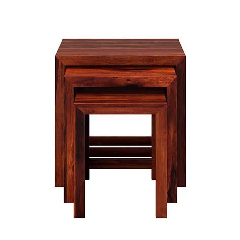 URBAN WOODS Nidium Nesting Table Set - Sheesham Wood, Honey Finish ...
