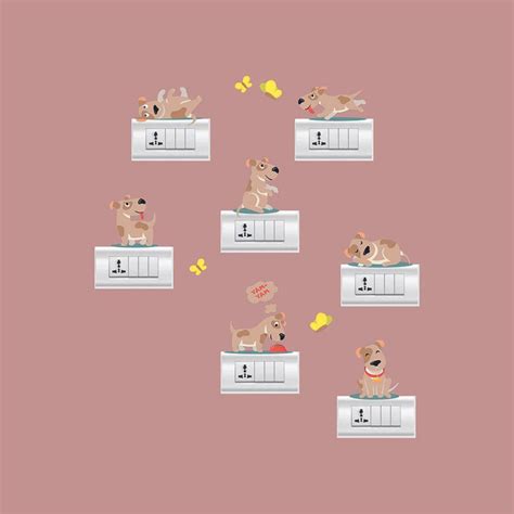 Puppy Wall Stickers For Light Switches (PVC Vinyl, 20 cm x20 cm each ...