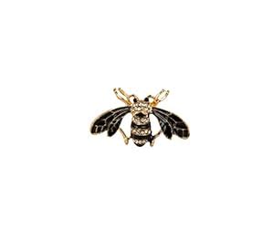 Buy Knighthood Black And Gold Bee With White Stone Detailing Brooch ...