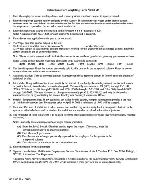 Fillable Online Instructions For Completing Form NCUI 685 1. Enter the ...