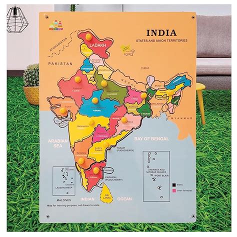 Wooden India Map Puzzle Capital with State for Kids | Learning Toys ...