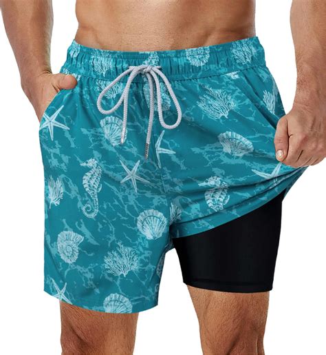 SURF CUZ Mens Swim Trunks with Compression Liner Quick Dry Bathing ...