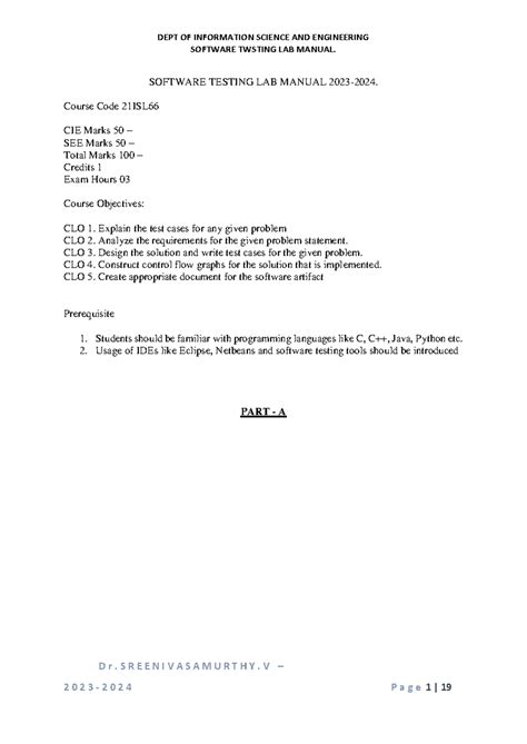 ST LAB Manual - SOFTWARE TWSTING LAB MANUAL. D r. S R E E N I V A S A M ...