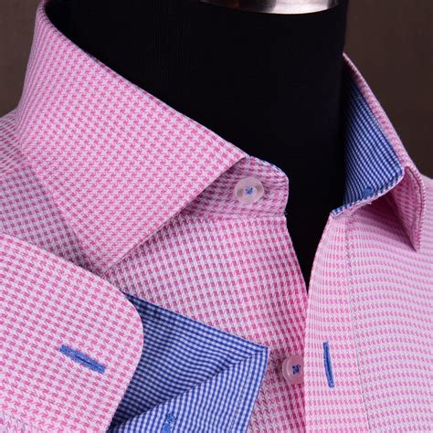 Pink Houndstooth Dress Shirt Retro B2B Plaids & Checks Mens Semi Formal ...