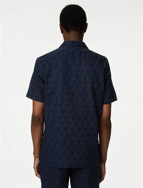 Buy Pure Cotton Textured Cuban Collar Shirt at Marks & Spencer