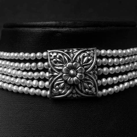 Varg Pearl Guluband | Silver Choker | Pahadi Jewellery