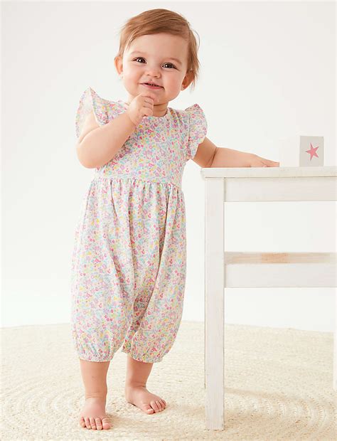 Buy Pure Cotton Floral Romper at Marks & Spencer