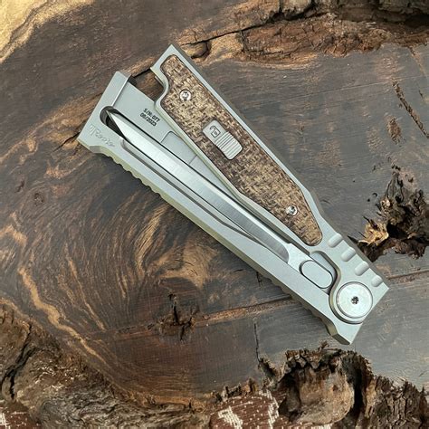 Reate EXO M D/E Gravity Knife Titanium Handle w/ Burlap Micarta Inlay ...