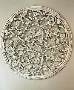 GRECIAN WORLD Wooden Designer Round Shape Floral Netted Design Panel ...