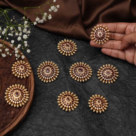 Neesha Antique Rakkodi/ Hair Pins - Red