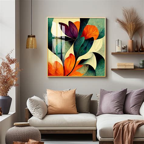 Buy Abstract Bliss Flower Glass Finish Square Wall Art Online At Best ...