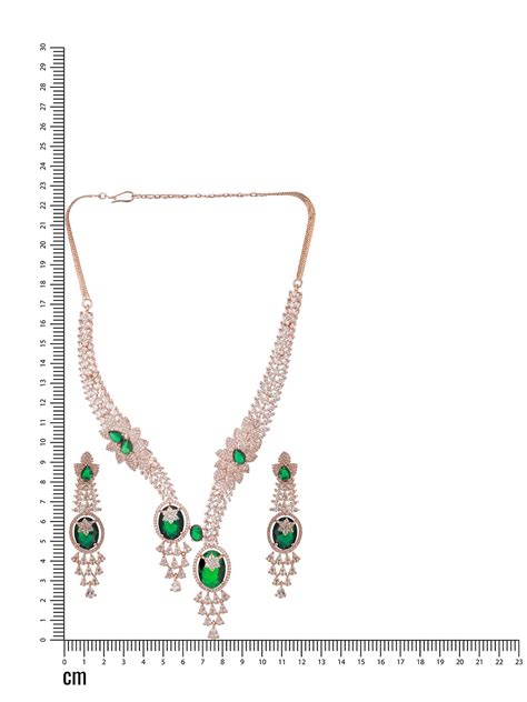 Jazz And Sizzle Rosegold-Plated Emarald Green American Diamond Studded