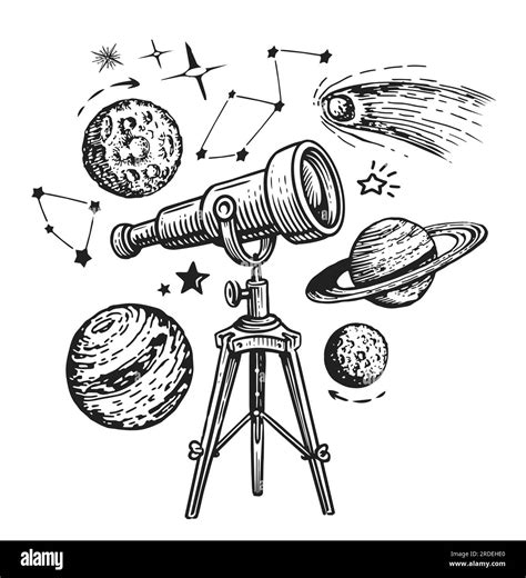 Vintage Telescope Drawing