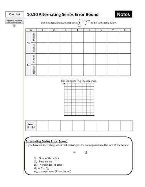 Calculus Notes 10.10 Alternating Series Error Bound - Studocu