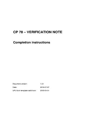 Fillable Online CP 78 VERIFICATION NOTE Fax Email Print - pdfFiller