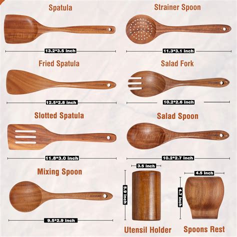 Natural Teak Wooden Cooking Set - Sustainable Utensils