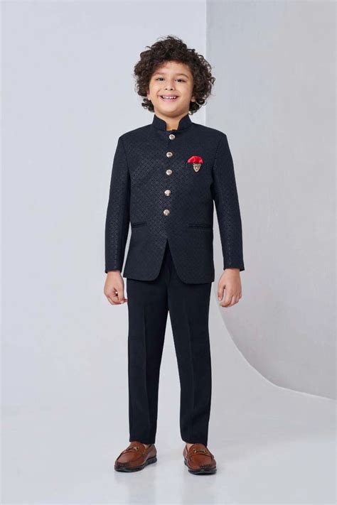 Navy Blue Boys Jodhpuri Suit with Textured Detailing | Buy KIDSWEAR ...