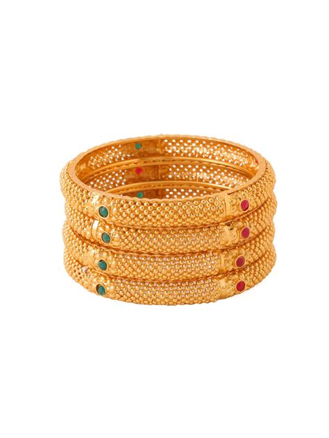 Buy Gahan Womens Gold Plated Traditional Bangles (Pack of 4) Online