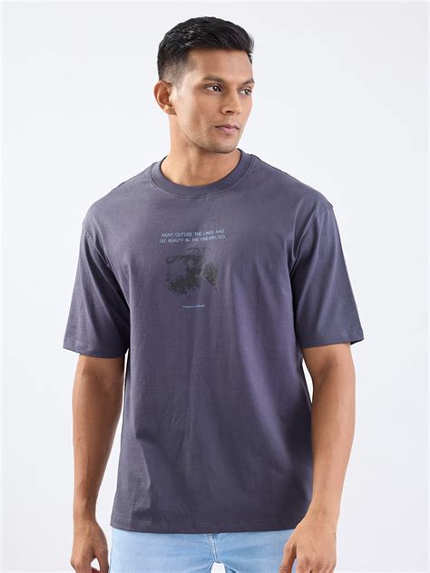 Spykar Slate Grey Comfort Fit Casual T-Shirt For Men