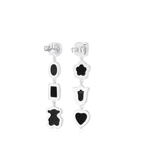 Pendientes de plata y oso de ónix TOUS Color | TOUS