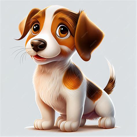 Premium Photo | Cute cartoon dog character 3d animation on white background