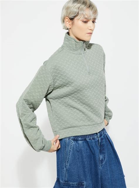 Buy ALAYA F x URB_N Women Textured Boxy Fit Sweatshirt Online at just ...