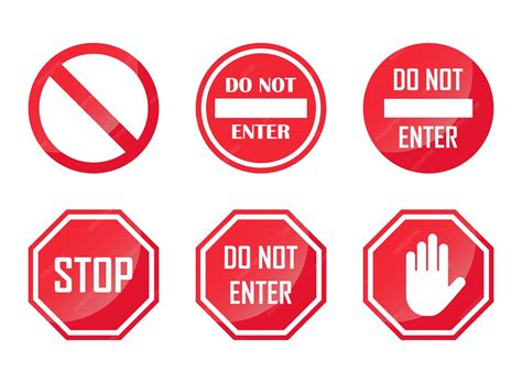 Stop icons set in flat style warning symbol vector illustration on ...