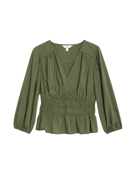 Buy Textured Smock Detail Blouse at Marks & Spencer