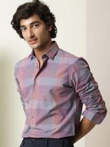 RARE RABBIT Men Checkered Casual Pink Shirt - Buy RARE RABBIT Men ...