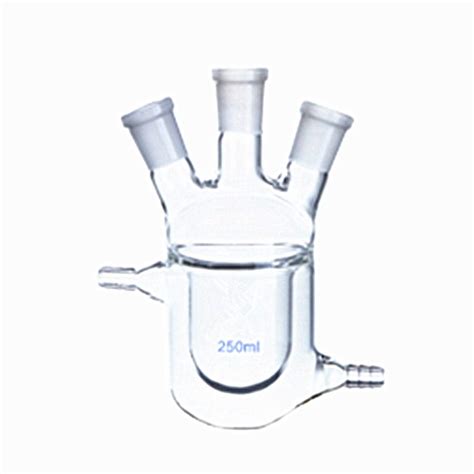 Three Necks Glass Jacketed Flask Reactor Vessel Double Layer Flask ...