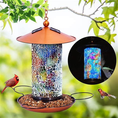 Amazon.com : Solar Bird Feeder for Outside Hanging Outdoor - Solar ...
