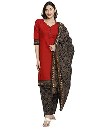 Rajnandini Women's Crepe Dress Material (JOPLLT7018_Red_One Size ...