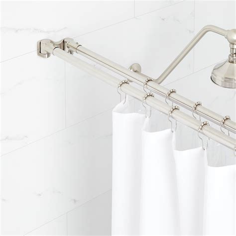 Straight Double Solid Brass Shower Curtain Rod Signature Hardware