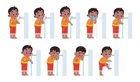 Premium Vector | Kid Performing Wudu Islamic Ablution Step by Step