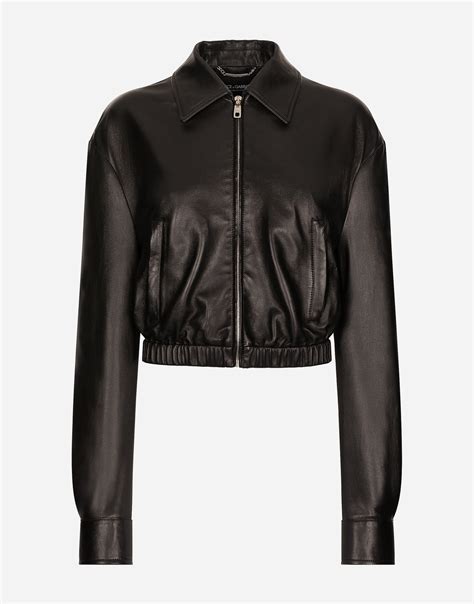 Lambskin bomber jacket in Black for Women | Dolce&Gabbana®