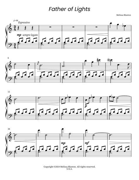 Father of Lights Sheet Music | Melissa Blanton | Piano Solo