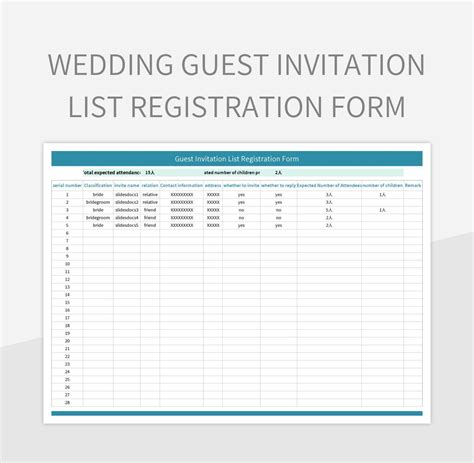 Wedding List Template Excel