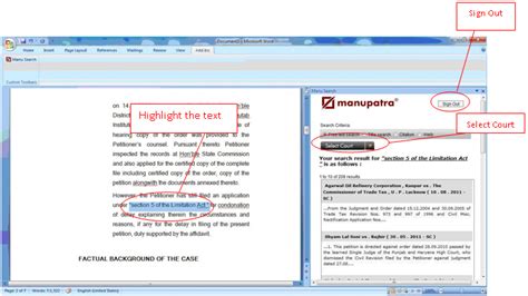 Manupatra Word Connect