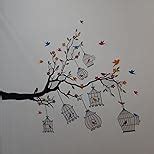 Decals Design 'Branches with Flowers and Birds Cages' Wall Sticker (PVC ...