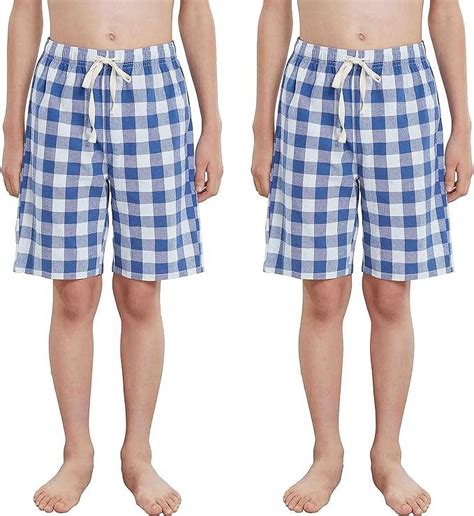HiddenValor Big Boys Cotton Plaid Pajamas Shorts, Pull On Lounge Shorts ...