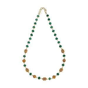 Buy Kushal's Fashion Jewellery Green Gold Plated Ethnic Antique Chain ...