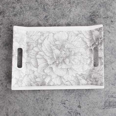 Buy Meadows Imogen White Printed Melamine Tray - 27cm from Home Centre ...